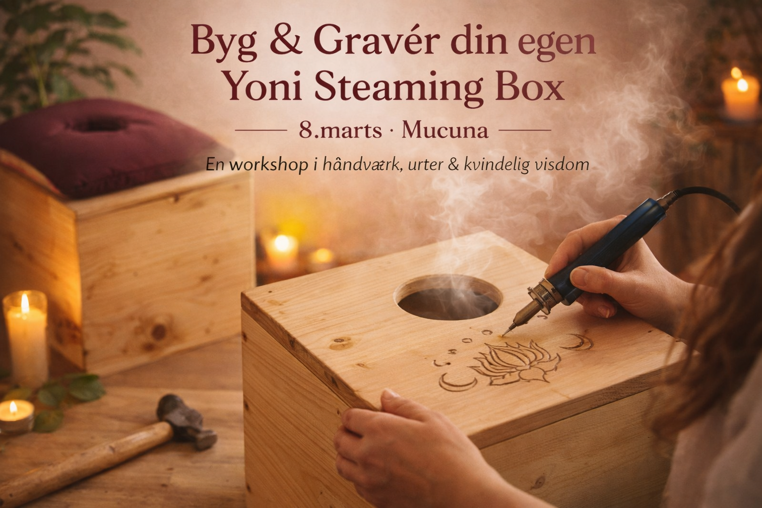 UDSOLGT Byg og Gravér din egen Yoni Steaming Box – 8. Marts kl 11 – På Mucuna